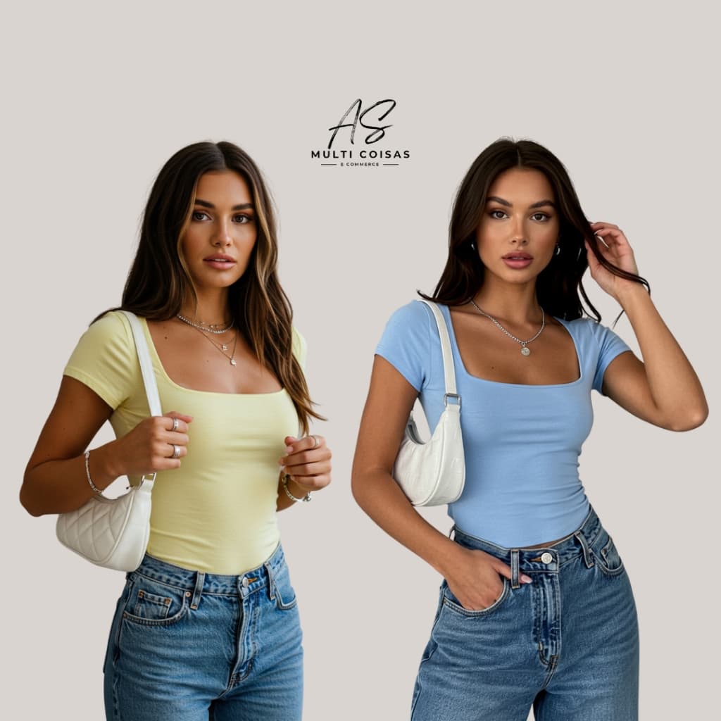 Blusinha Baby Look - Moda Feminina Confortável Dia a dia Faculdade Trabalho Simples Básico 2
