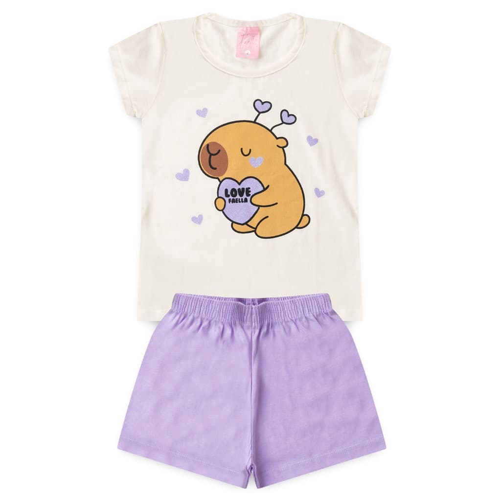 Pijama Infantil Verão Manga Curta Menina Feminino Atacado Barato