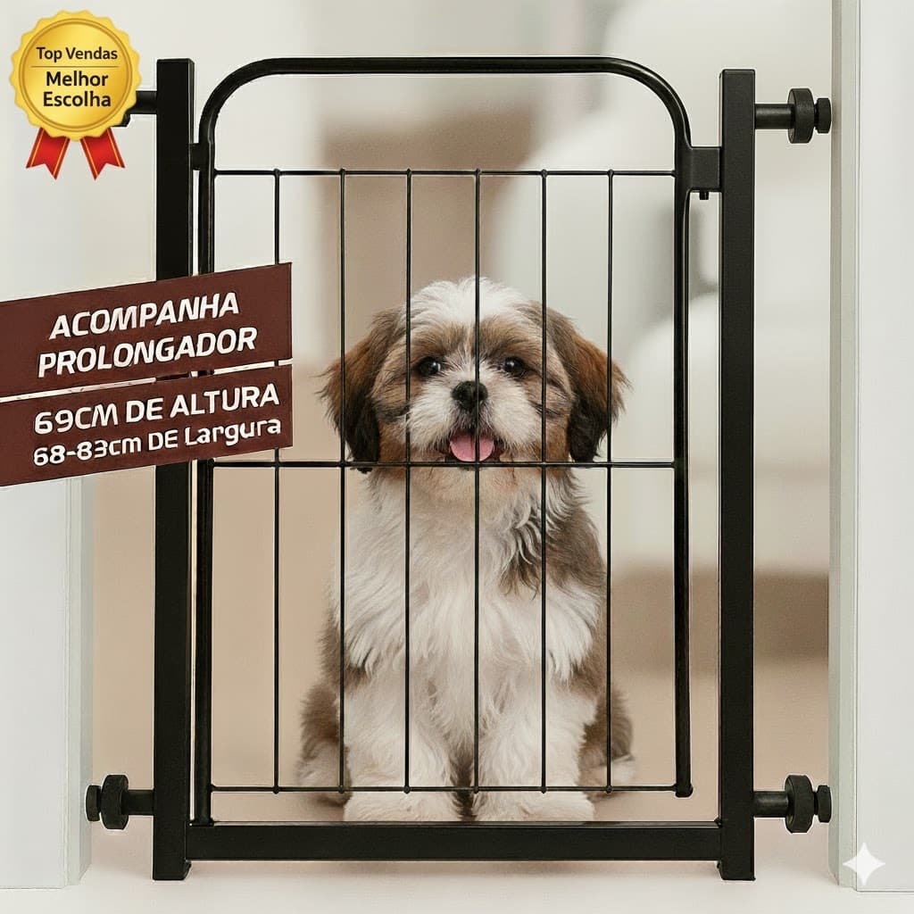 Portão Pet Grade Aramado de Proteção Para Cães Portão para Bebes Segurança Para Crianças Com Extensor de 10cm