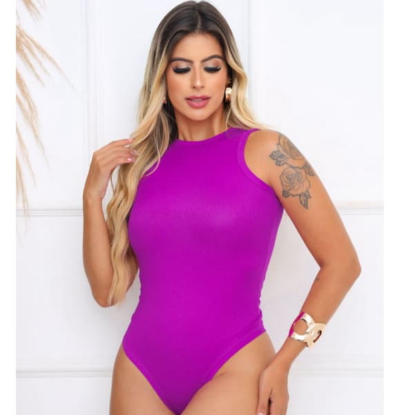 Body Feminino Regata Tecido Ribana Coladinho