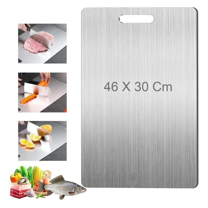 Tábua de Corte Cortar Carne 304 Aço Inoxidável Antibacteriana Dupla Face Tábua de Cozinha
