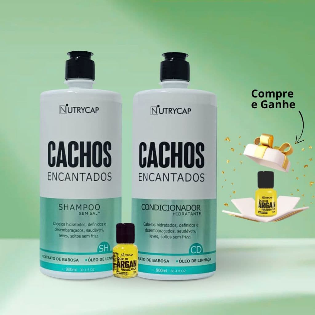Kit Cachos + Brinde Cabelo Shampoo e Condicionador da Nutry Cap