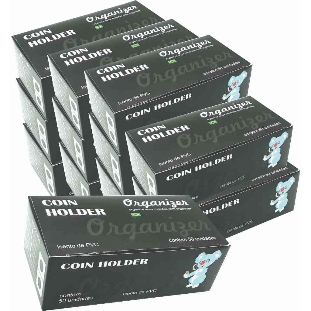 12 cxs coin holder 600 unidades todos tamanhos organizer