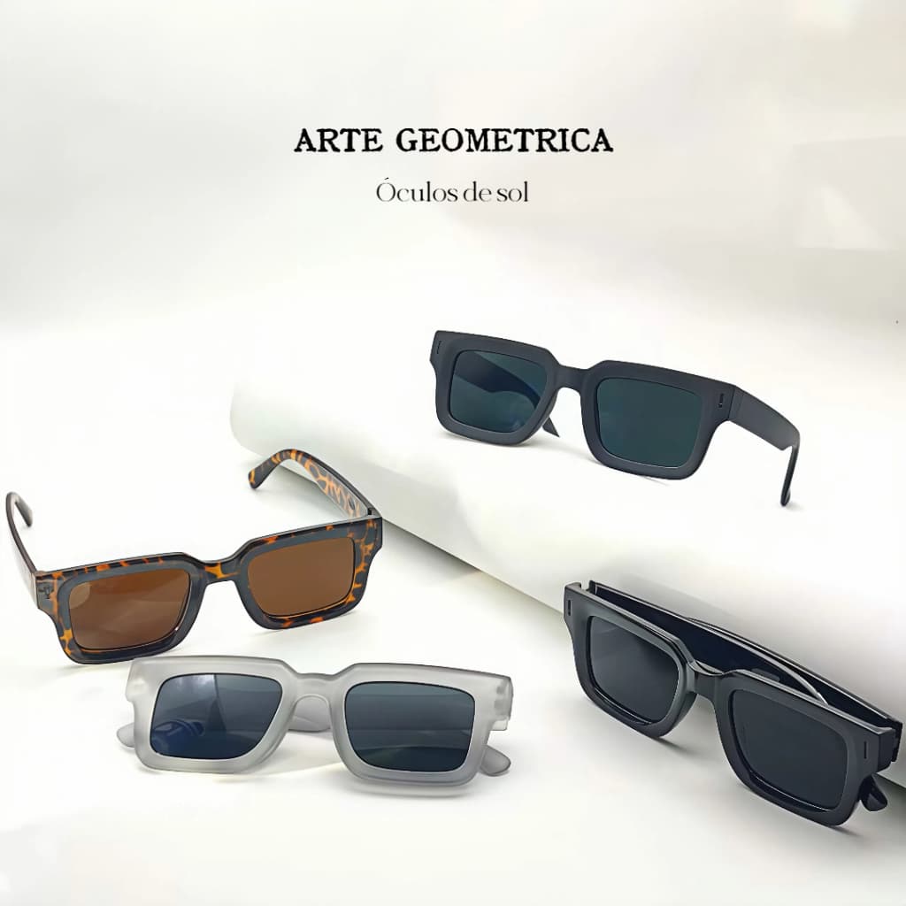 【Arte】Óculos de Sol 丨 Retangular Robusto Masculino Feminino Moda Tendencia
