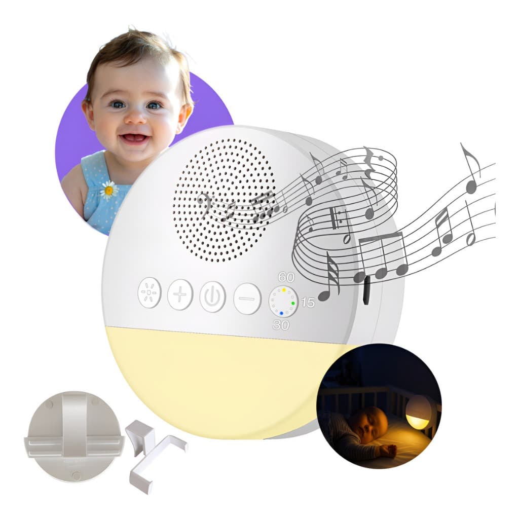 Máquina de Ruído Branco Bebê Aparelho Som Ninar Sono Útero Relaxar Luz Suporte