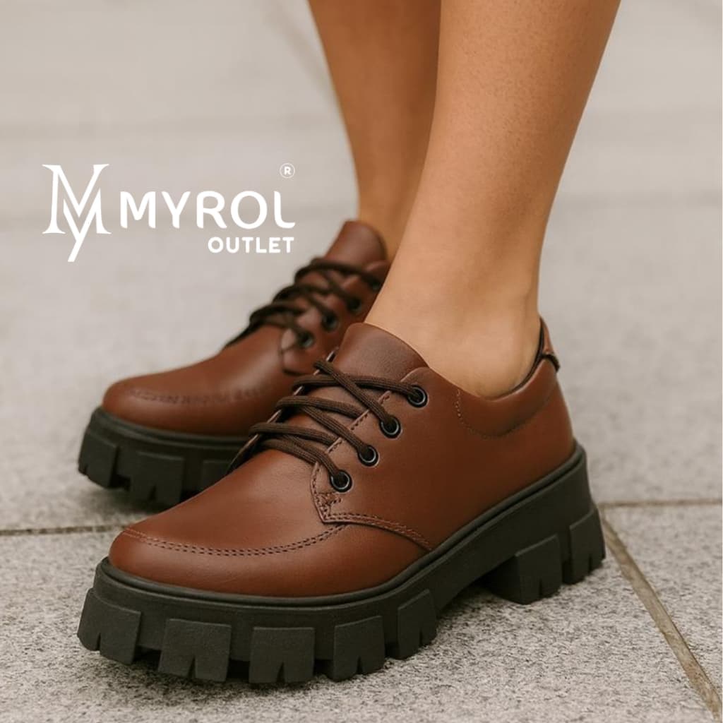 Sapato Tratorado Oxford de Amarrar Chunky Casual