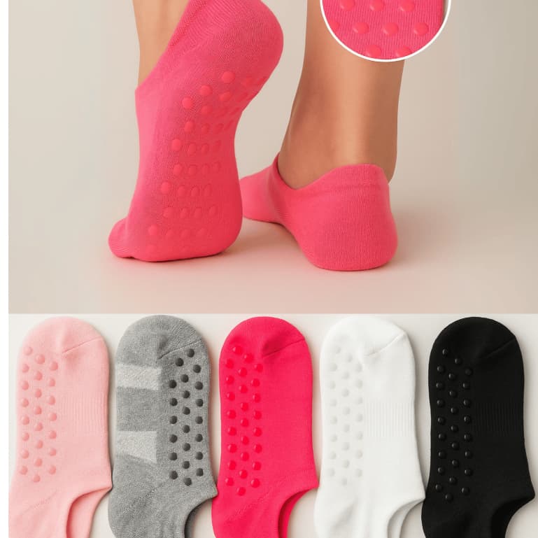Kit 5 pares meia sapatilha com antiderrapante pilates yoga algodão