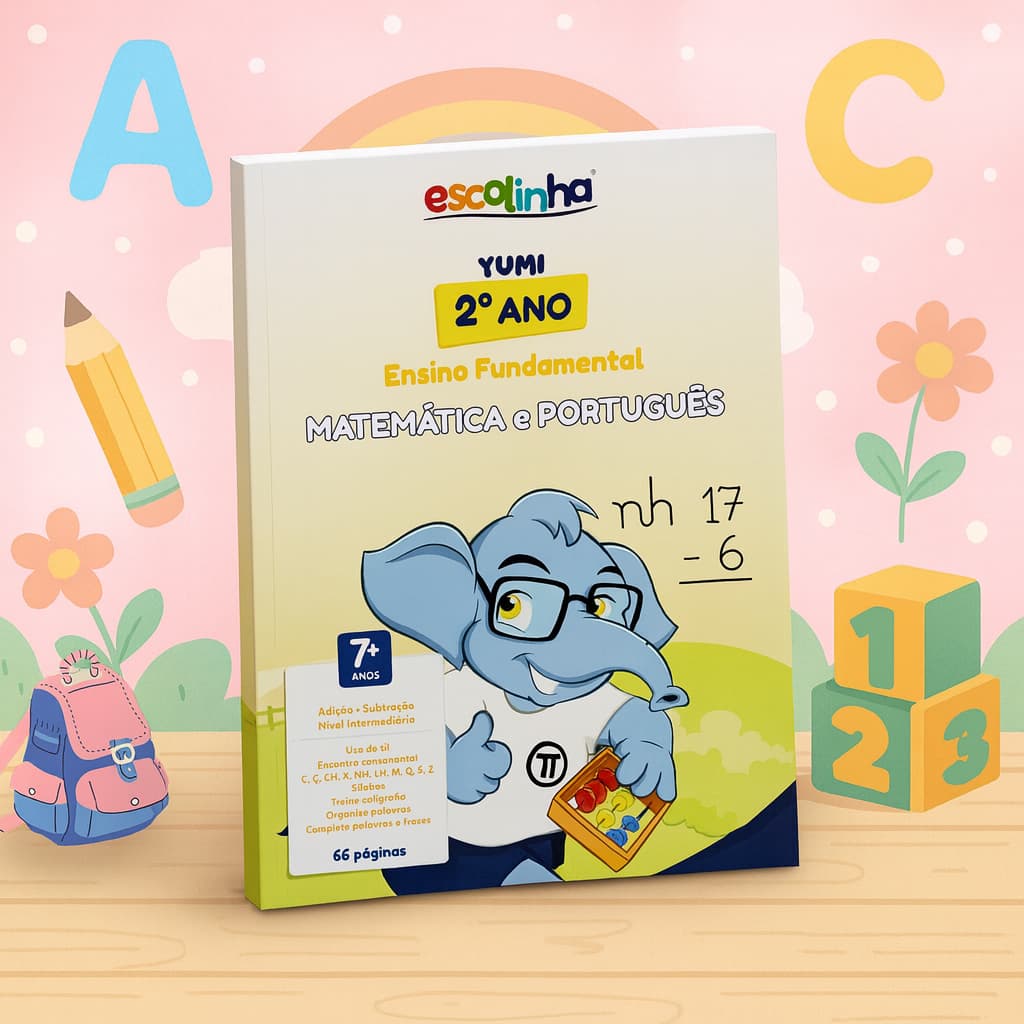 Livro Infantil Educativo Ensino Fundamental 2°ano - Exercícios De Alfabetização, Matemática, Caligrafia