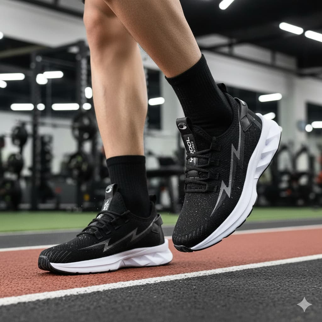 Tênis Masculino Esportivo Fit Academia Corrida Confortável Leve Solado Macio Preto/Prata