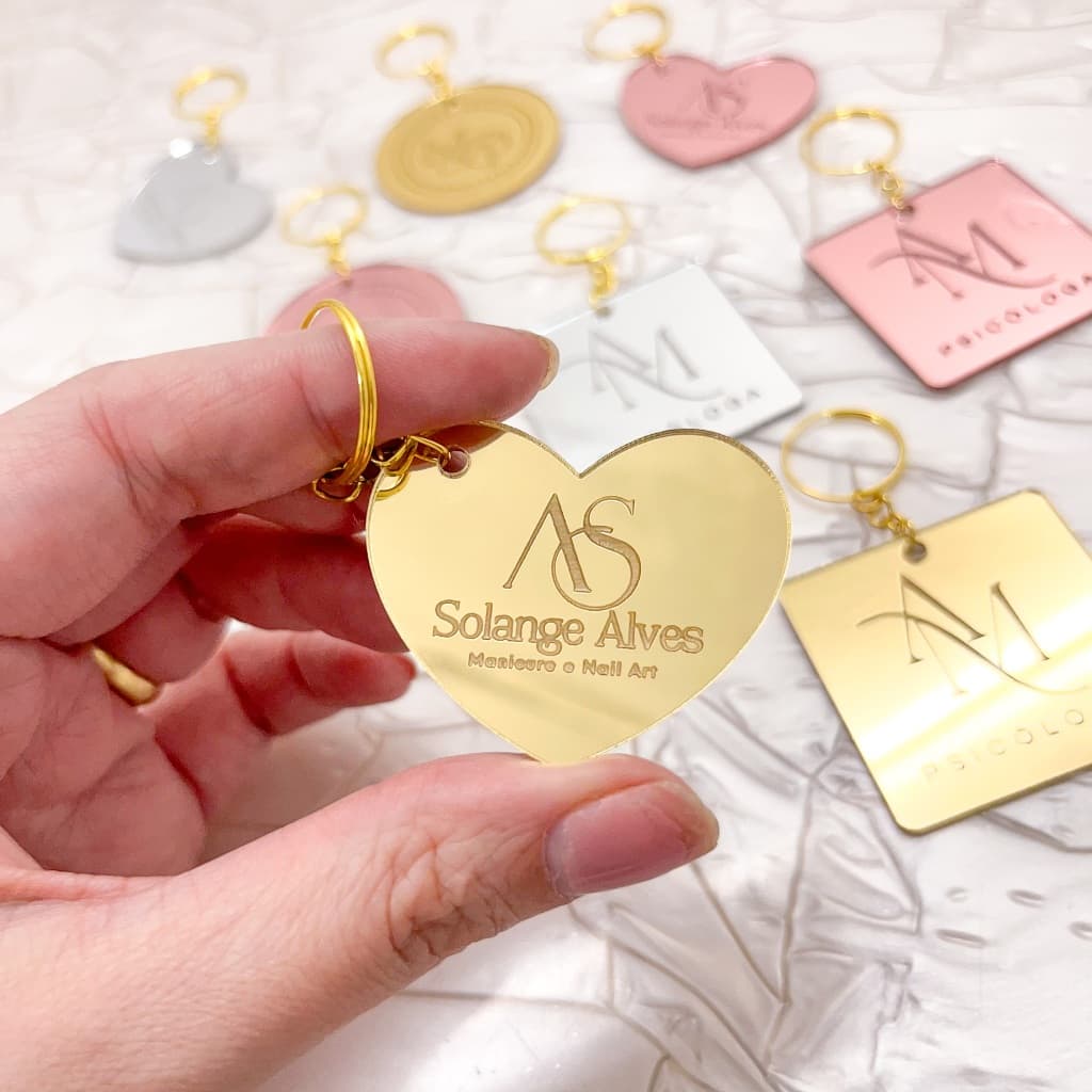 20 a 100 unidades Chaveiro Personalizado Brinde Lembrancinha Mimo Loja Cliente Festa Acrílico Espelhado