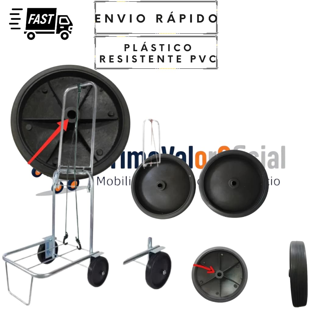 Par 2 Rodas PVC NOVAS  Rodas de Plástico para Carrinhos de Feira, Carrinho de Mão Dobrável Tipo Sacoleira