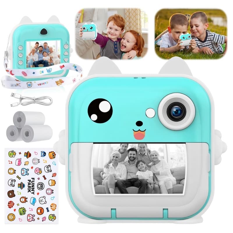 Câmera Infantil Instantânea Filmadora Impressão Full Hd Tela Digital Tira Imprimi Vídeos Fotográfica Foto Jogos