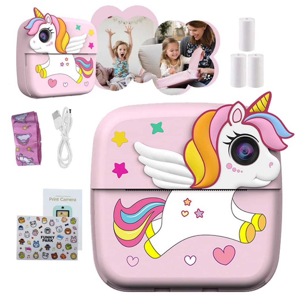Câmera Infantil Instantâneal Fotográfica Foto Full Hd Jogo Rosa