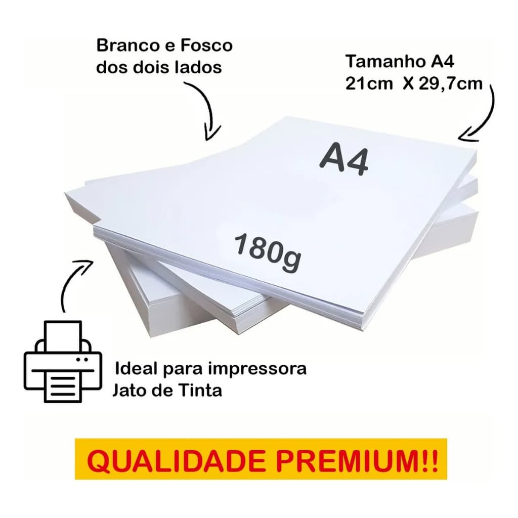 Papel Offset 180g Opaline Liso 100 Folhas A4 Branco Diplomata Masterprint