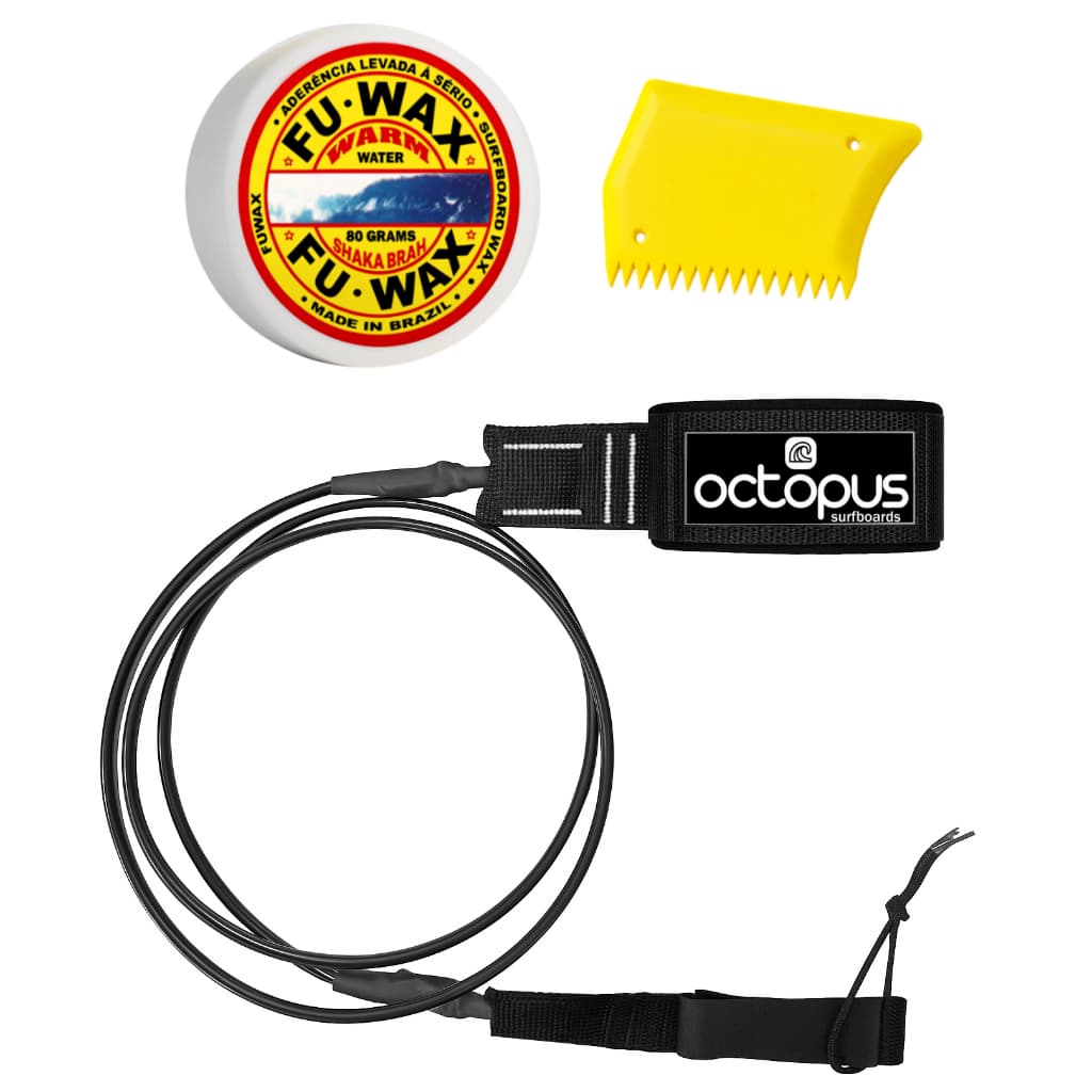 Leash Surf Competição Leash Prancha + Parafina Fu Wax + Raspador