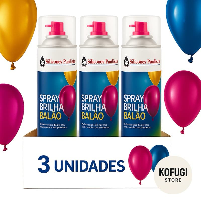 KIT 3,2,1 UNIDADES Spray Brilha Balões de Ar Bexiga de Festas e Buffet Decoração