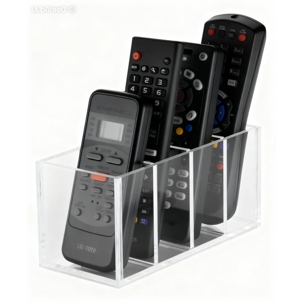 Porta Controles Acrílico Transparente Com 4 Divisórias Organizador de Mesa Elegante