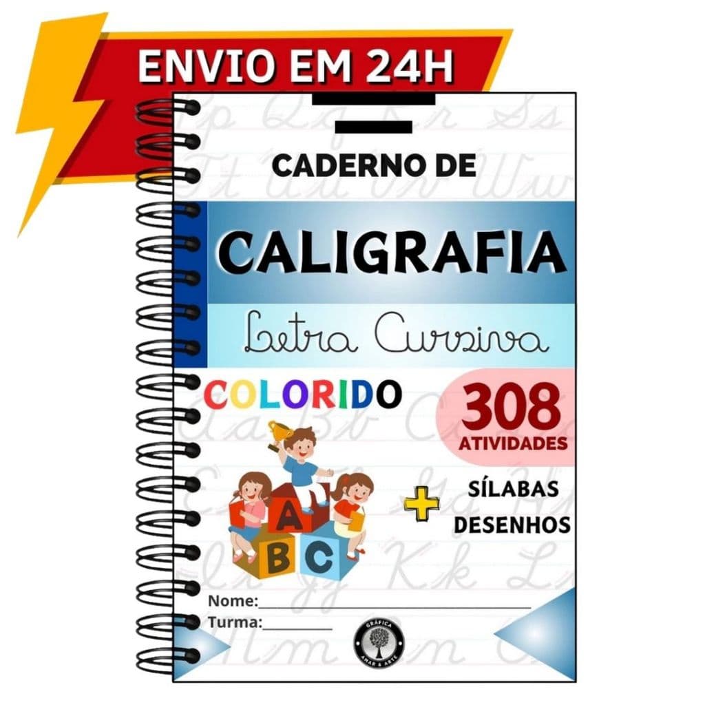 Apostila A4 Alfabetização 104 a 308 Atividades Exercícios Práticos Infantil