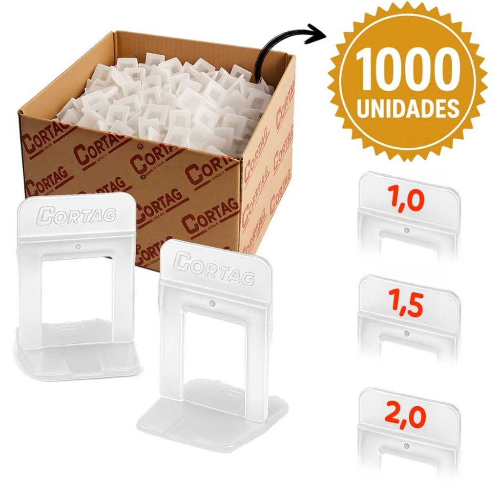 1000 Niveladores Slim Cortag – Precisão no assentamento de pisos, 13 mm, PP virgem