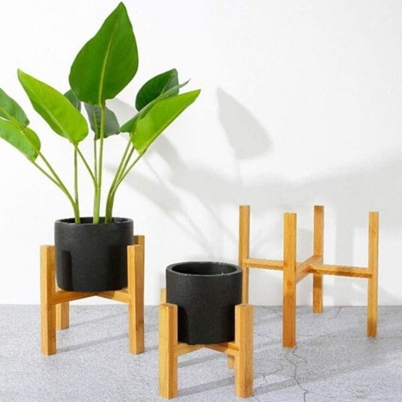 Suporte para vaso de planta para decoração ambiente verde e jardins com material de madeira pinus
