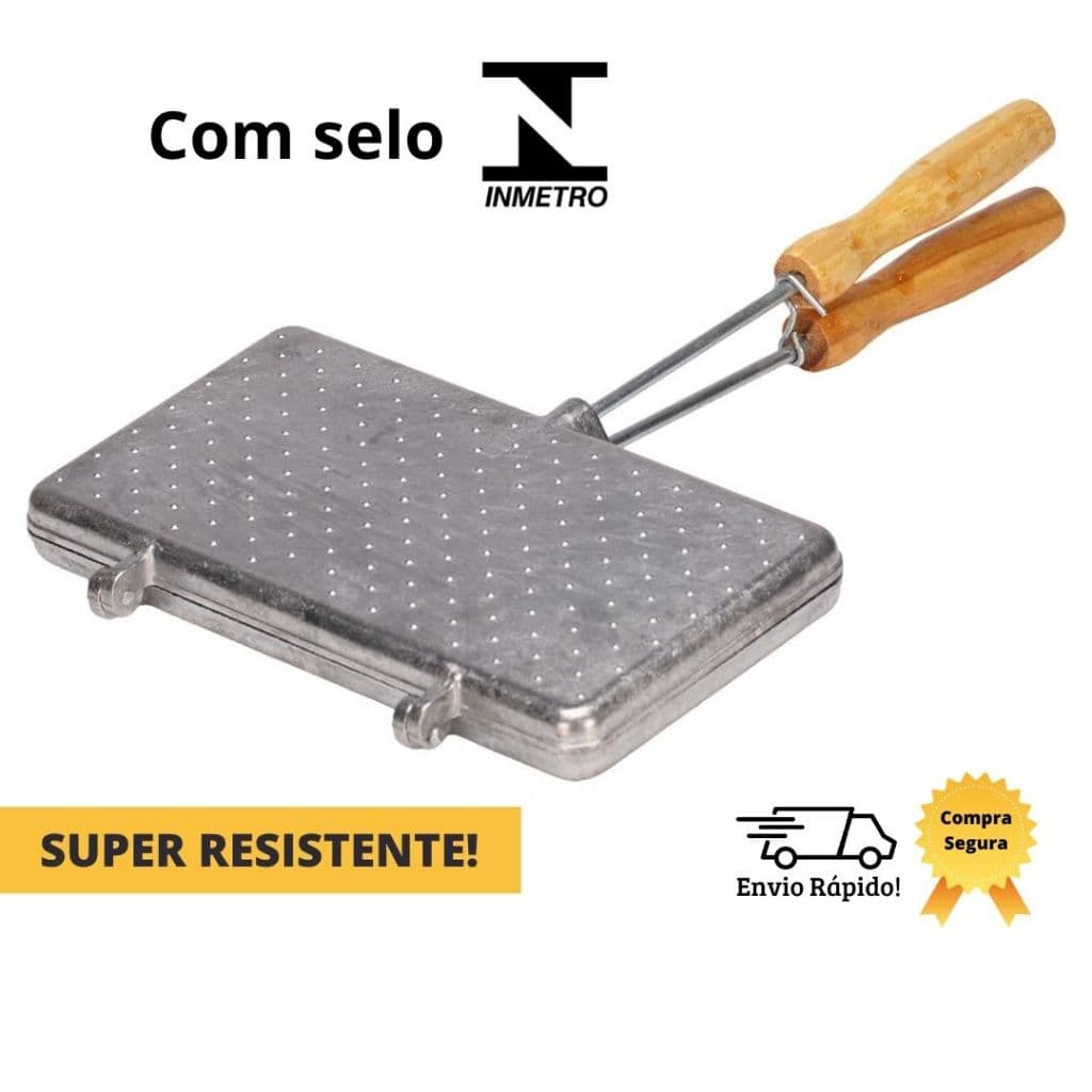 Tostex Duplo Baurutex Misteira Alumínio Forma Dupla Sanduicheira de Fogão Bauru Tostequeira Misto Quente Lanches Madeira