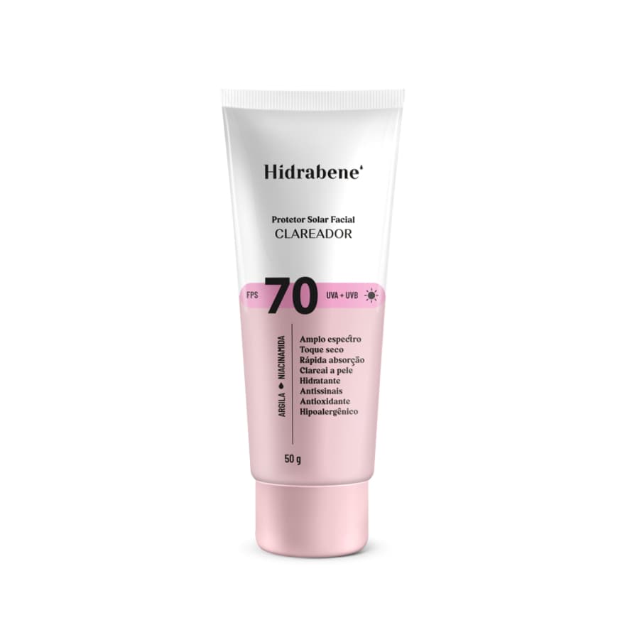 Hidrabene Protetor Solar Facial Clareador FPS 70 50 g