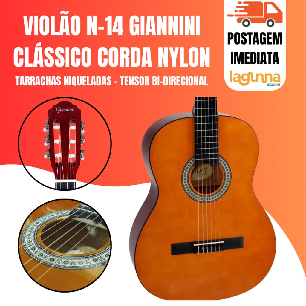 Violão Clássico Giannini Start N-14 Para Destros Natural Sabina Sólida Verniz Brilhante
