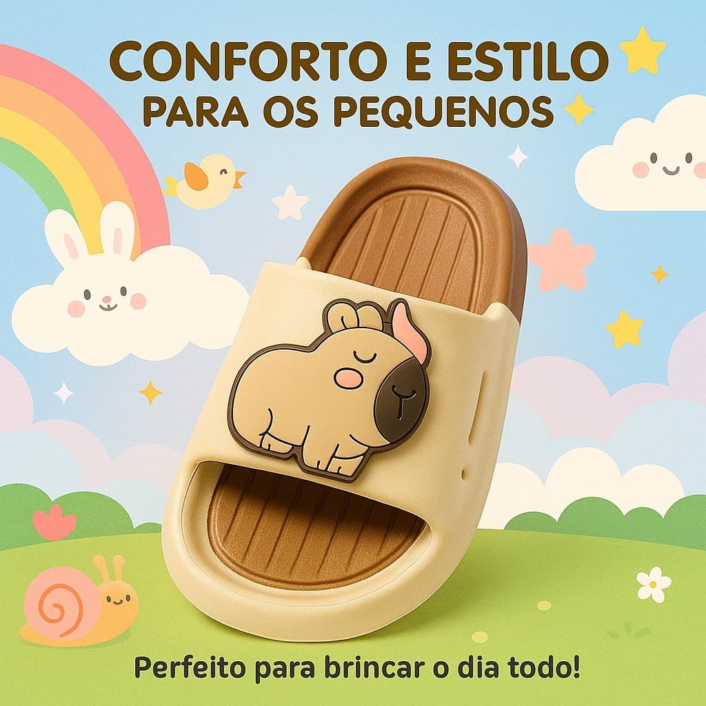Slide Infantil Capivara Chinelo Confortável Leve Nuvem Promoção Envio Imediato Slide Menina Menino