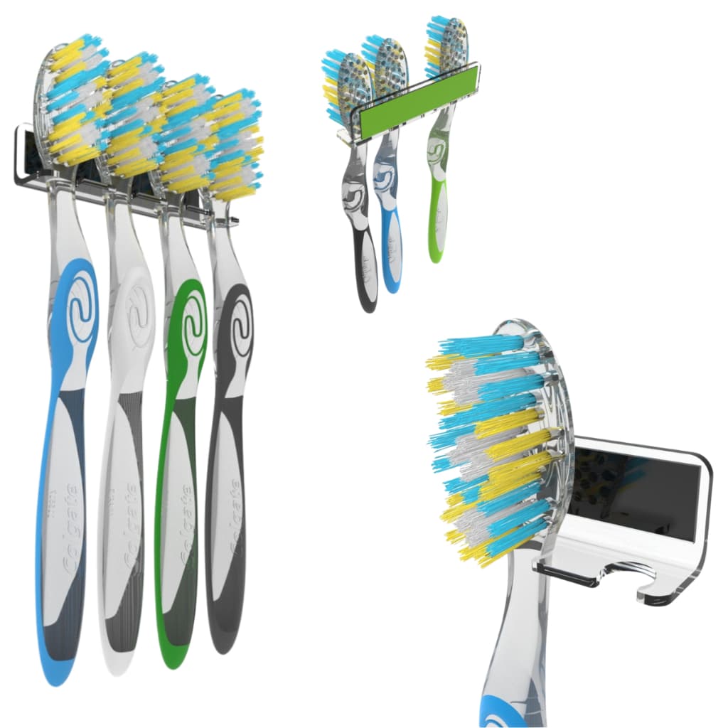 Suporte Acrílico para Escovas 2 3 e 4 Lugares Fixação com Fita Dupla Face