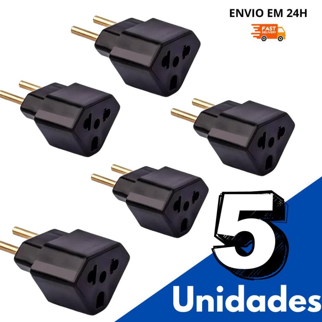Adaptador de Tomada c/ 5 Benjamin 20A Pino Maciço Bob Resistente