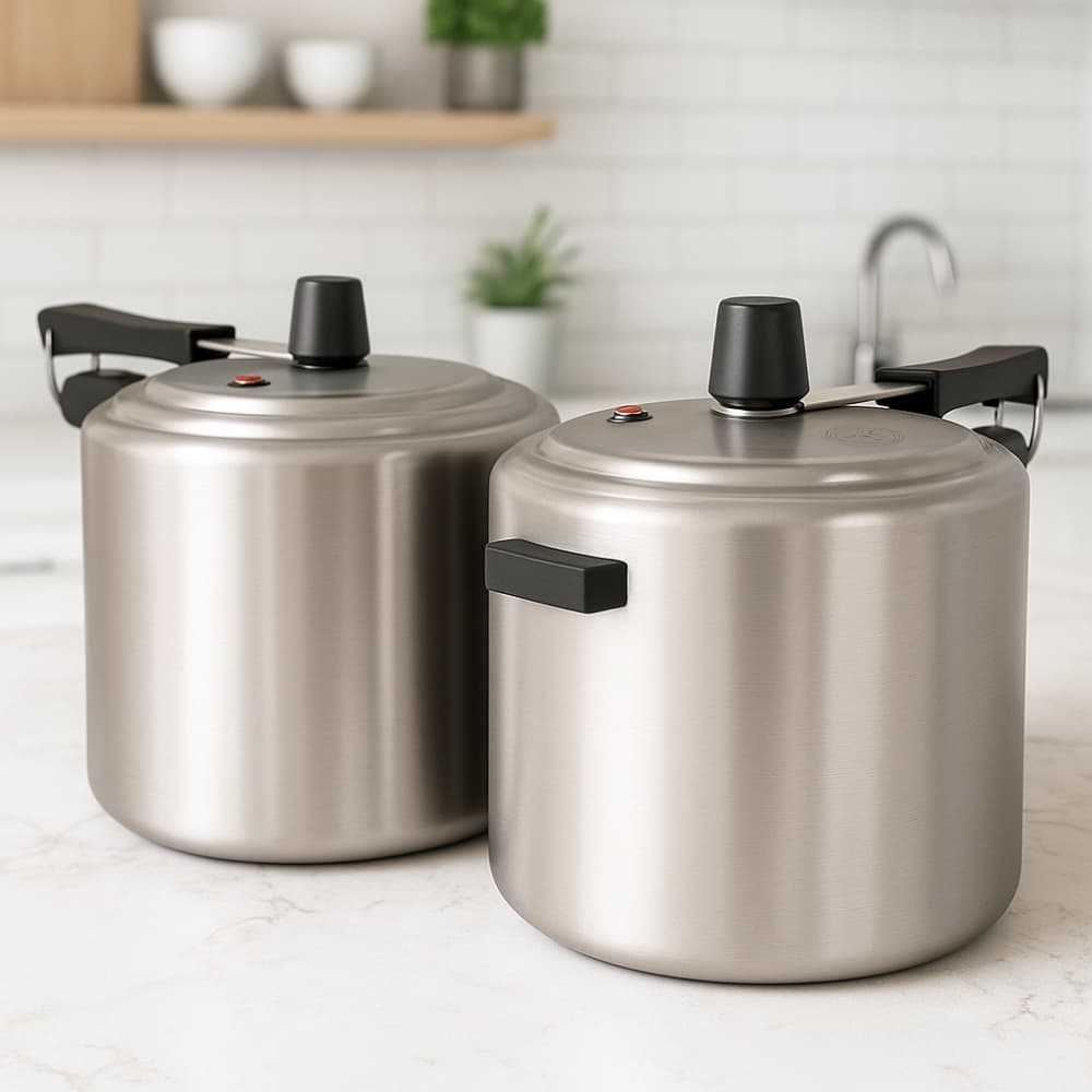 Kit 2 Panela De Pressão Alumínio Polido 7 Litros Cor Cinza