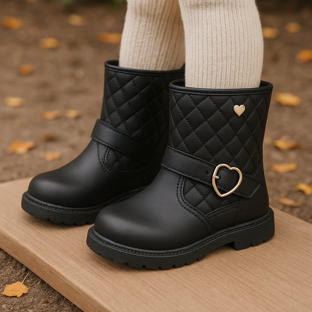 BOTA INFANTIL MENINA COM DETALHE DE CORACAO