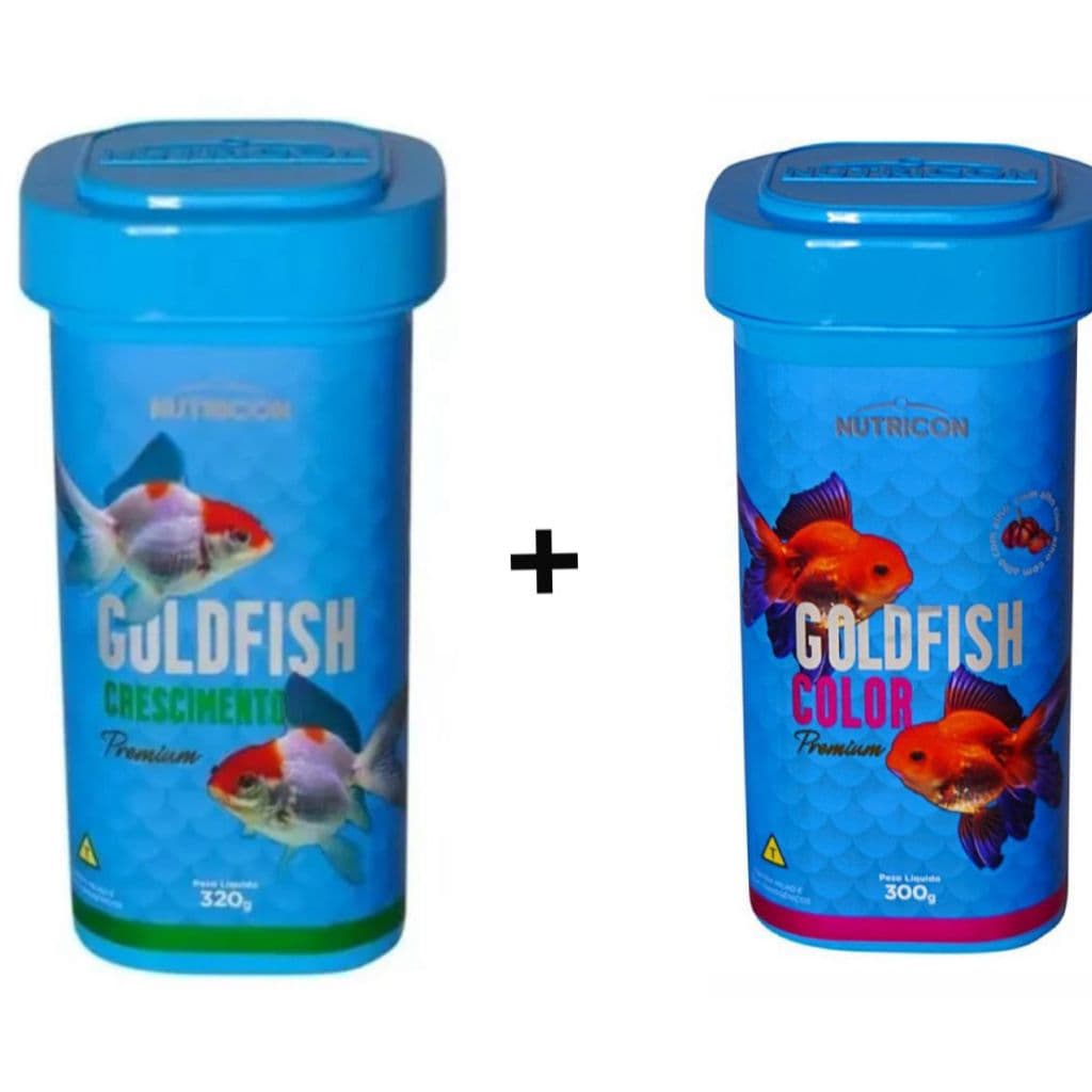Kit Ração Peixe Goldfish Color Kinguios 300g + Goldfish Crescimento 320g Nutricon PREMIUM