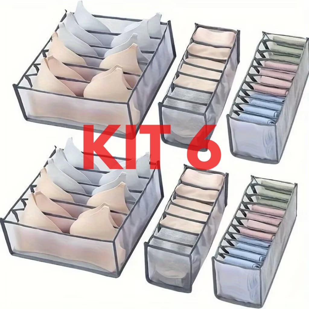 KIT 6 Organizador De Gaveta Sutiã Peças íntimas Meias Calçinhas Organicador Dobrável