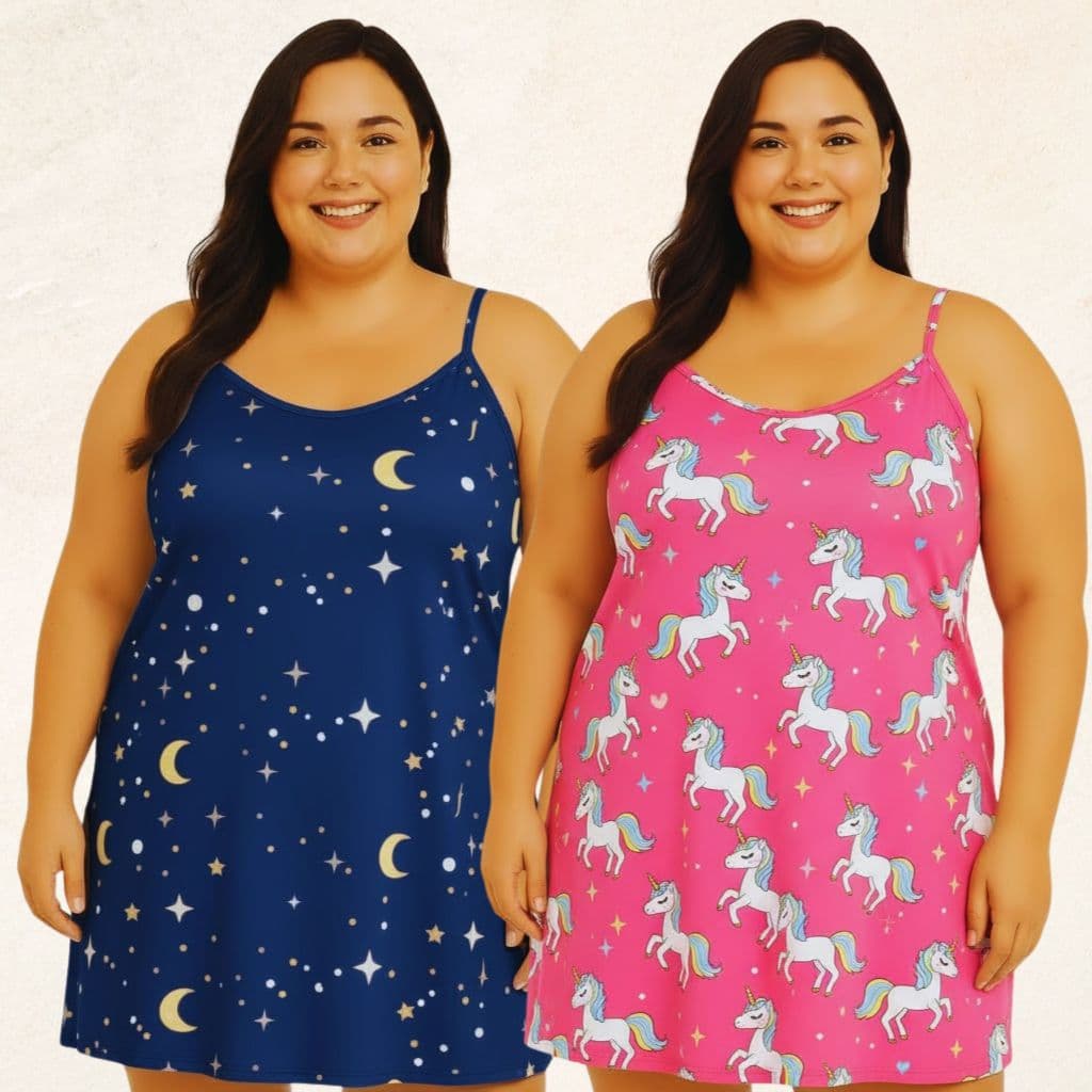 Kit 2 Camisolas Plus Size Poliéster Estampas Sortidas veste 48/50