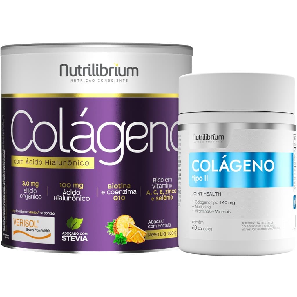Colágeno Verisol Ácido Hialurônico 200g + Colágeno Tipo 2 Premium Nutrilibrium