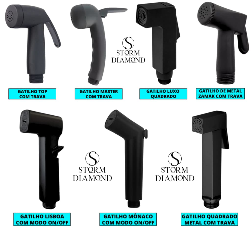 Gatilho Chuveirinho Preto Fosco Diversos Modelos Para Banheiro Ducha Higiênica Chuveiro Pet Shop