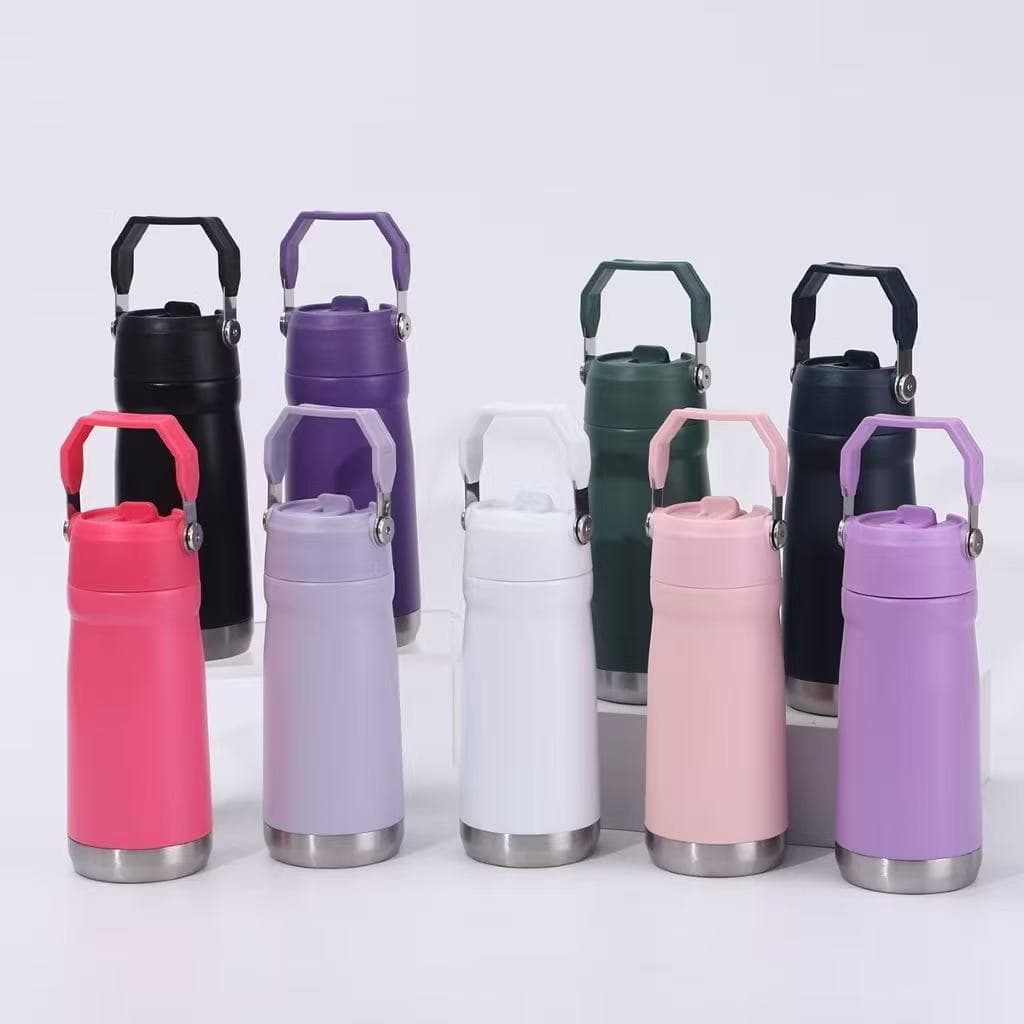 Garrafa Térmica Aço inox 550ml/650ml Parede Dupla com Canudo Flip, Alça Portátil 1313