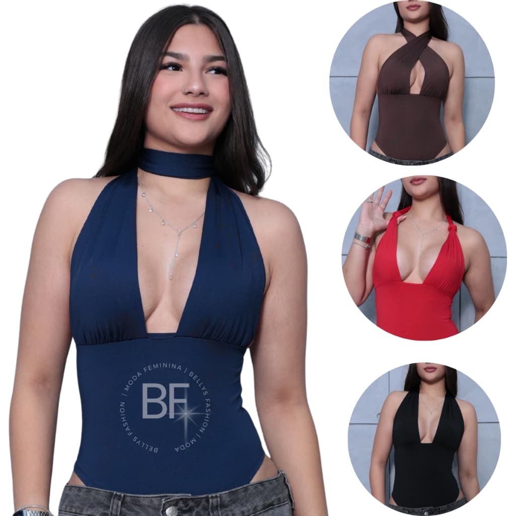 Blusa Body com Amarração Multiformas Top Frente Única Costas Aberta Feminina Suplex de Poliamida