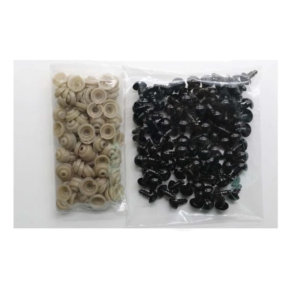 Kit 100 Olhos Pretos C/ Travas Amigurumi Pelúcia Boneca Artesanato