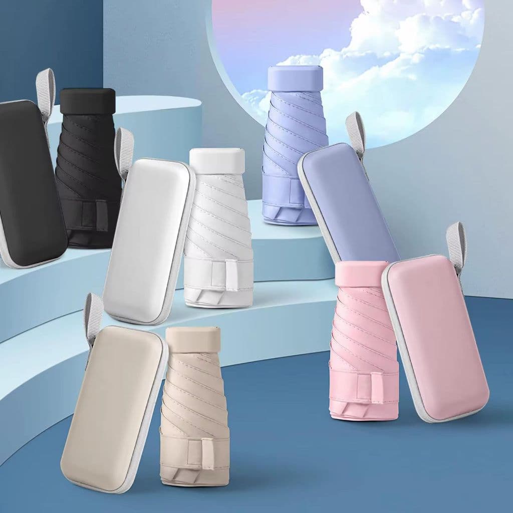 Mini guarda chuva Praia Portátil Dobrável 6-Bone UPF50+ Cápsula Sombra do sol MDL01