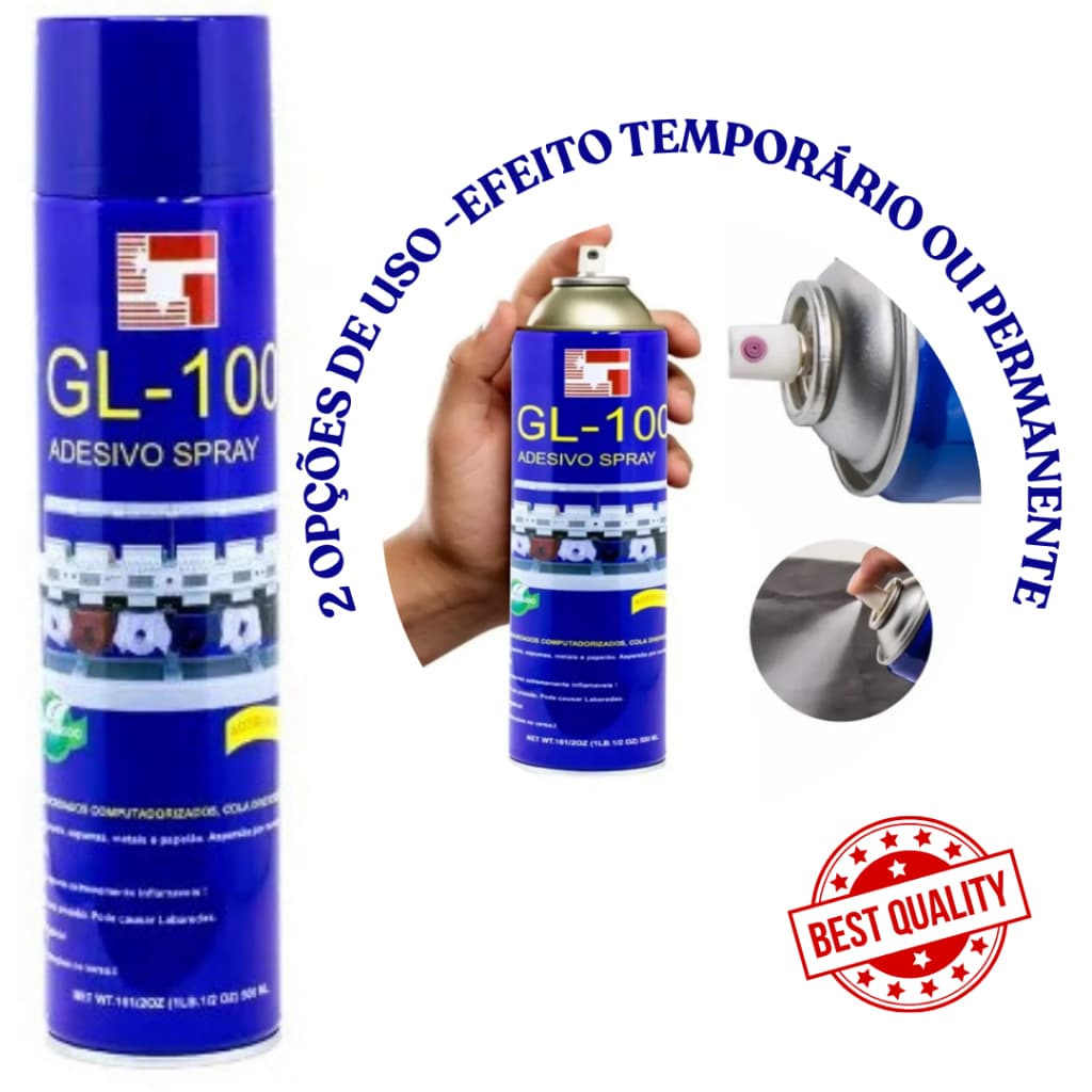 Cola Spray Adesiva Multiuso GL-100 Temporária Permanente para Bordado/Artesanato/Patchwork