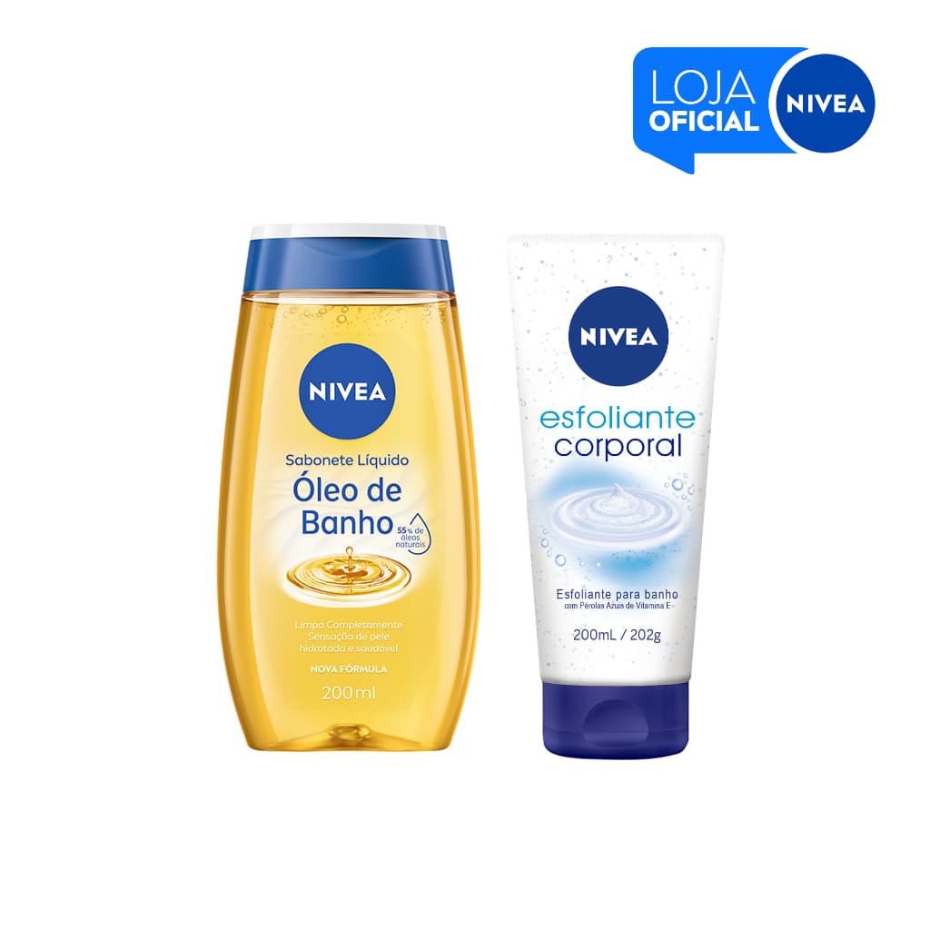KIT NIVEA Sabonete Líquido Óleo de Banho 200ml + Esfoliante Corporal Para Banho 200ml BBB 26
