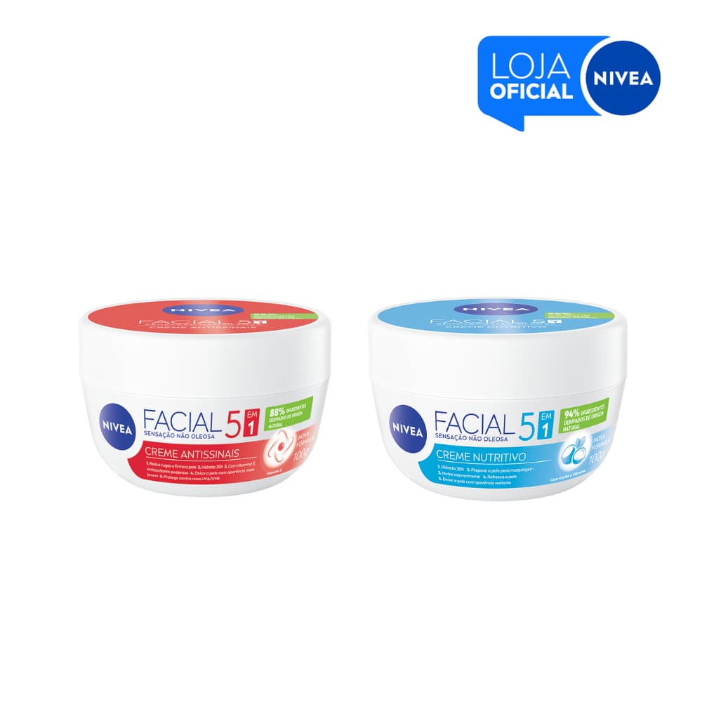 KIT NIVEA Creme Facial Nutritivo 100g + NIVEA Creme Facial Antissinais 100g BBB 26