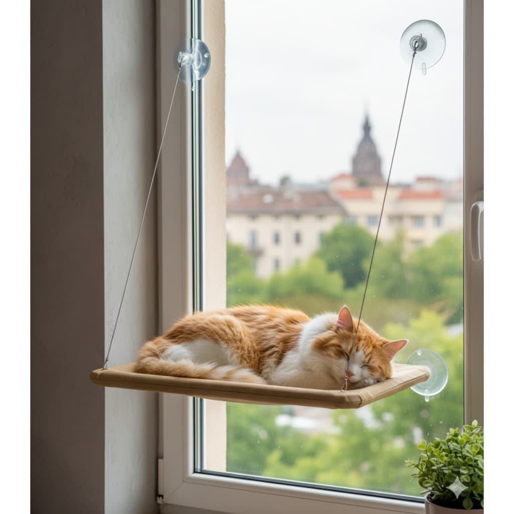 Cama Gato Pet Suspensa Janela Ventosa Reforçada Rede Confort Caminha Até 12kg