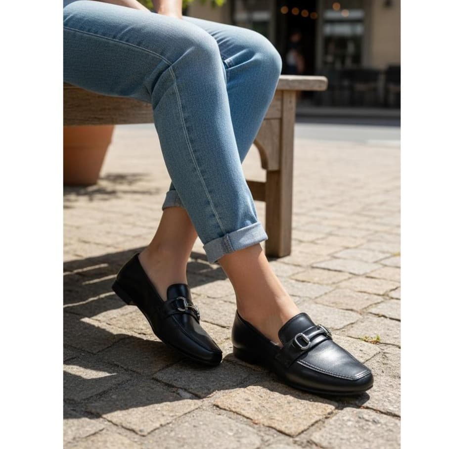 Mocassim Feminino Confortável com Detalhe Dourado ABS Clássico Elegante