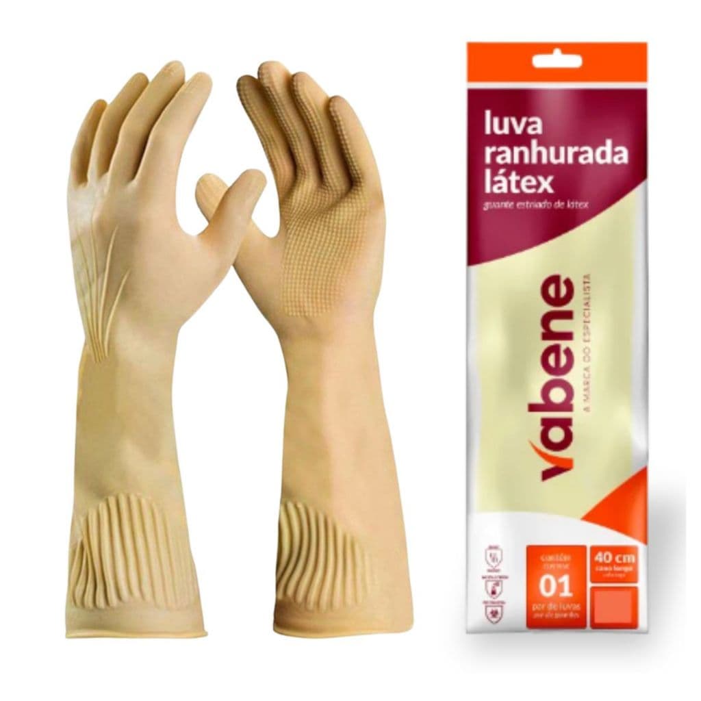 Luva Latex De Borracha Grossa Cano Longo Limpeza Pesada