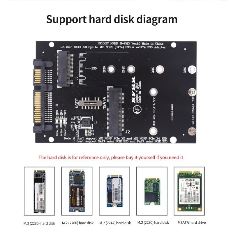 Adaptador sata msata SSD 3.0 2.5 6gps