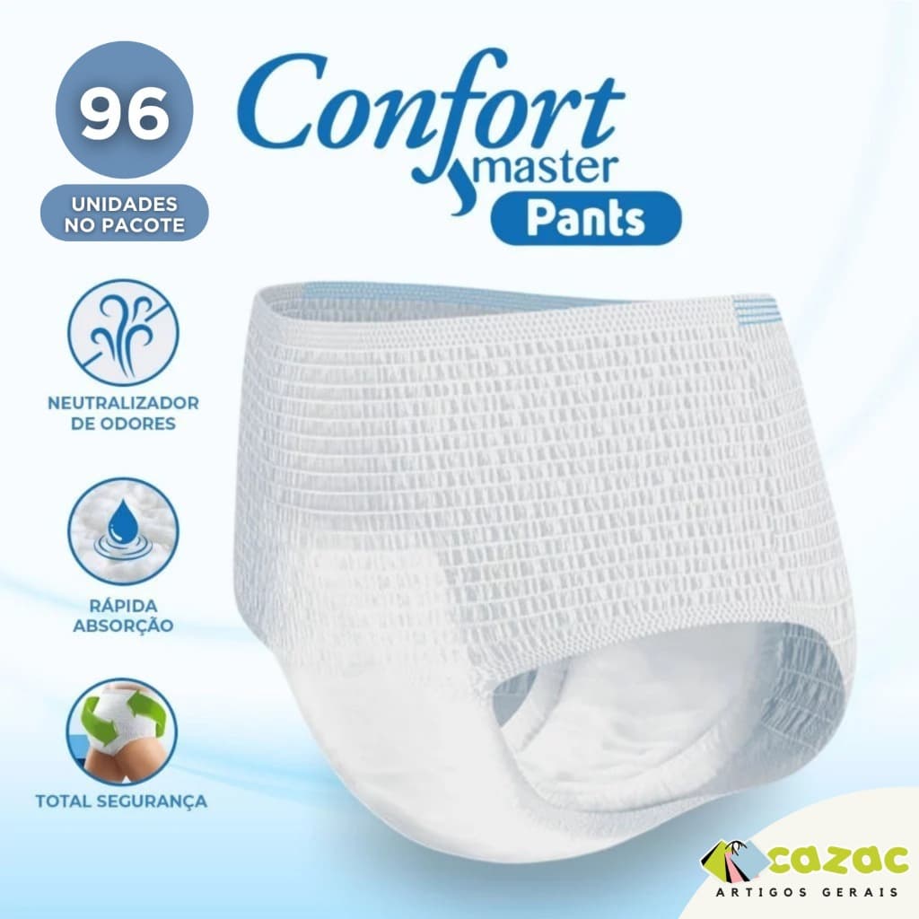 Kit Fraldas Geriátricas Unissex ConfortMaster Pants P/M G/EG Calcinha/Cueca Incontinência Severa