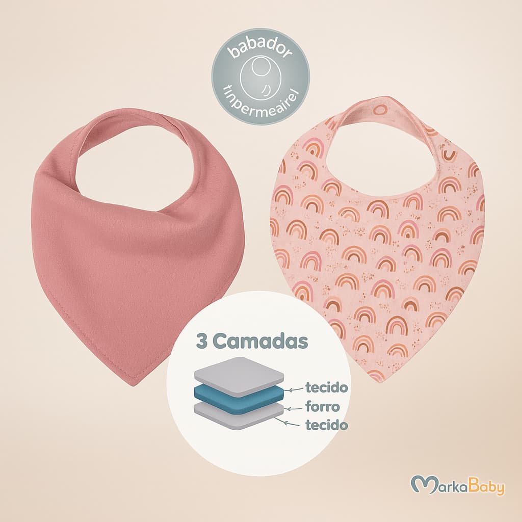 Kit com 2 Babadores 100% Algodão para Bebê Menina Impermeáveis – Estilo em Cada Refeição!